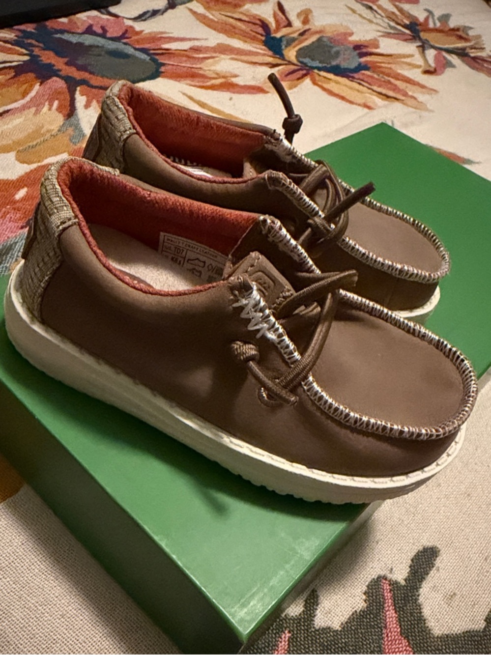 Hey Dude Brown Casual Toddler Slip-On Loafers with White Sole